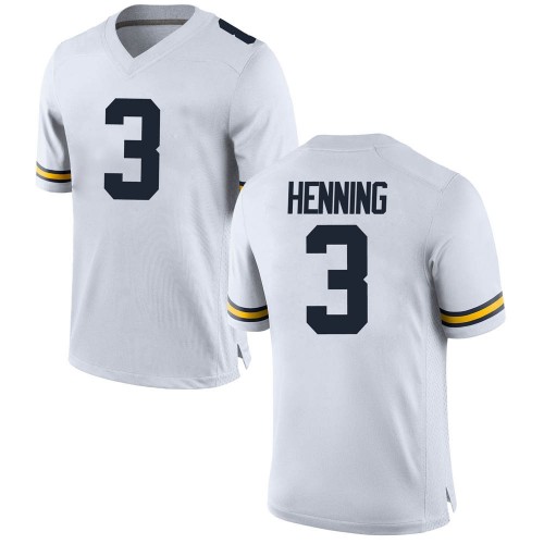 A.J. Henning Michigan Wolverines Youth NCAA #3 White Game Brand Jordan College Stitched Football Jersey JYU4754FR